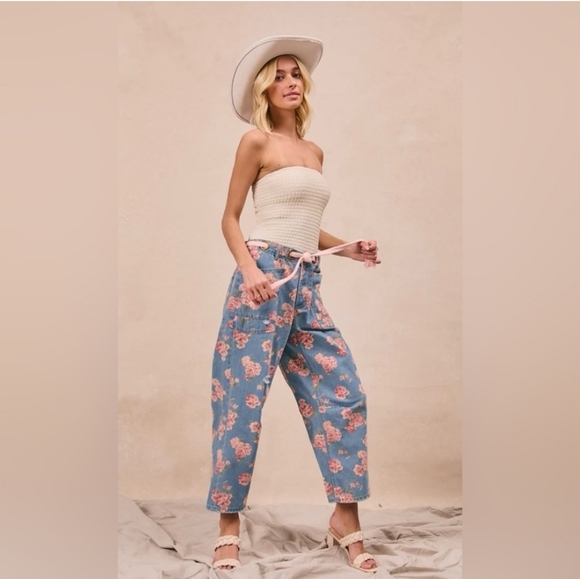 BiBi Denim with Pink Floral Accents - Picture 2 of 14